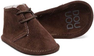 Douuod Kids lace-up suede boots Brown