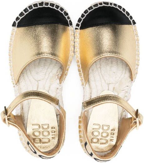 Douuod Kids metallic-effect leather sandals Gold