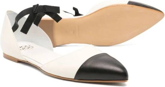 Douuod Kids two-tone leather ballerina shoes Neutrals