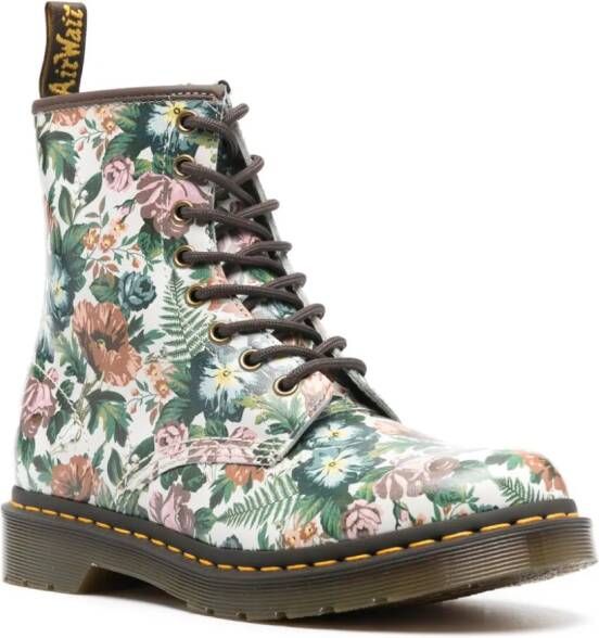 Dr. Martens 1460 floral-print leather boots White