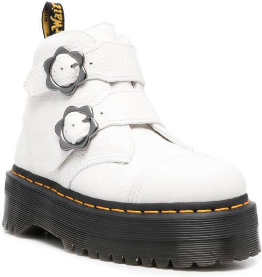 Dr. Martens Devon flower-buckle boots White