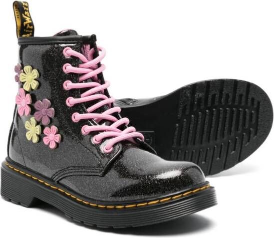 Dr. Martens Kids 1460 glitter-detail ankle boots Black