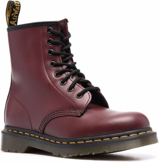 Dr. Martens lace-up leather boots Red
