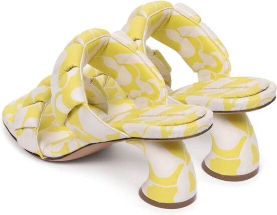 DRIES VAN NOTEN 65mm abstract-print leather mules Yellow