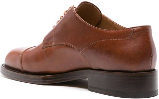 DRIES VAN NOTEN almond-toe leather Derby shoes Brown
