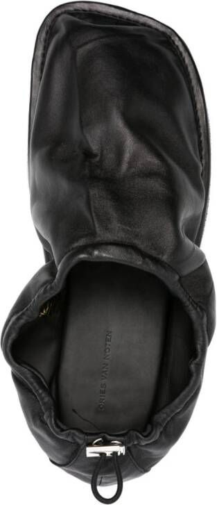 DRIES VAN NOTEN drawstring leather slippers Black