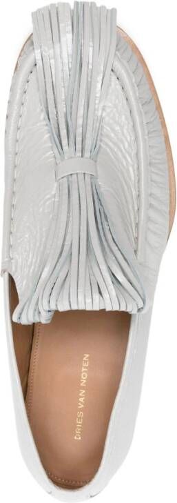 DRIES VAN NOTEN folded-fringes leather loafers Grey