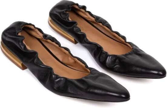 DRIES VAN NOTEN gathered-detail leather ballerina shoes Black