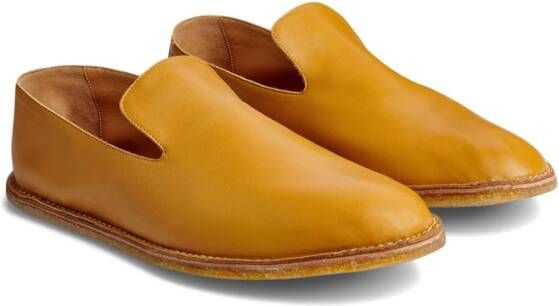 DRIES VAN NOTEN round-toe leather loafers Orange
