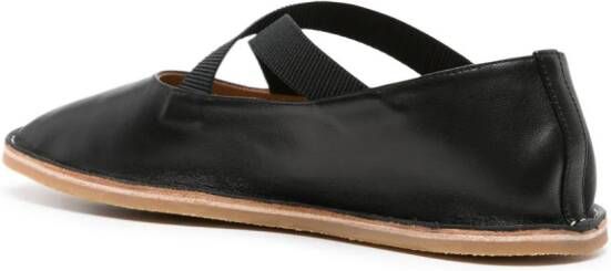 DRIES VAN NOTEN round-toe leather slippers Black