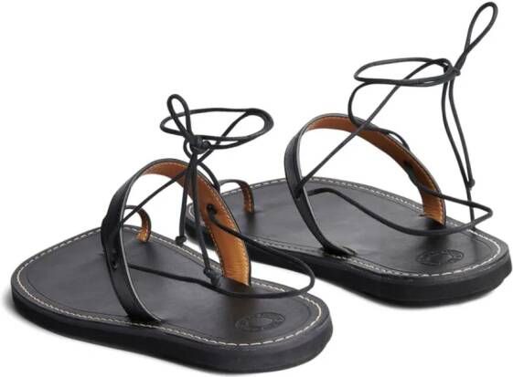 DRIES VAN NOTEN toe-ring leather flat sandals Black