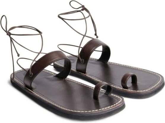 DRIES VAN NOTEN toe-ring leather flat sandals Brown