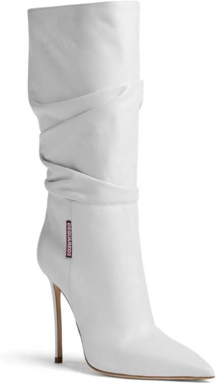 Dsquared2 100mm draped-detail leather boots White