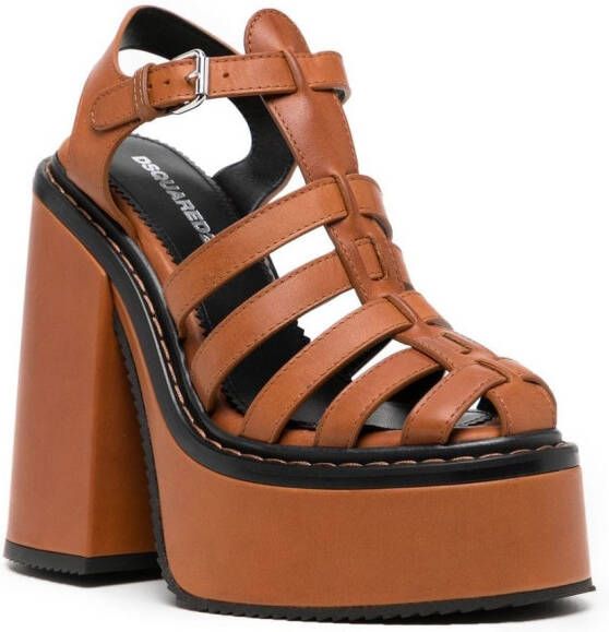 Dsquared2 Berlin Rock 140mm leather sandals Brown