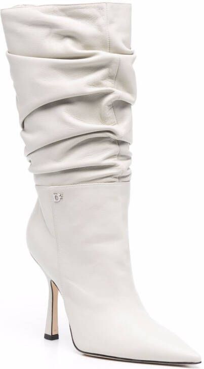 Dsquared2 Blair ruched calf boots White