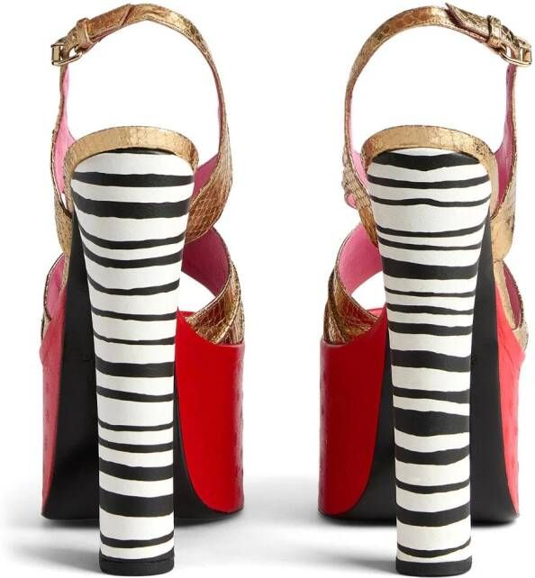 DSQUARED2 colour-block platform sandals Gold
