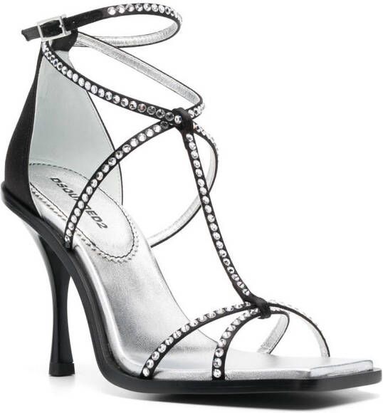 Dsquared2 crystal-embellished square-toe sandals Black
