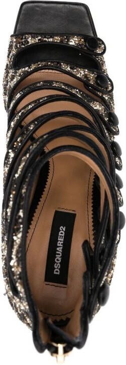 Dsquared2 glitter-embellished leopard-print sandals Brown