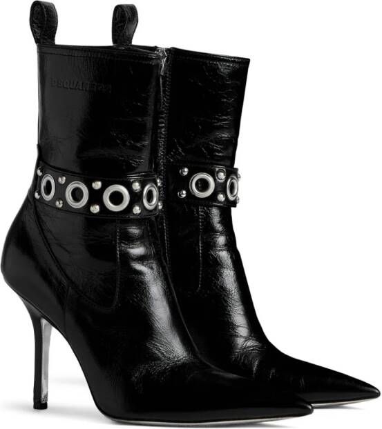 Dsquared2 Gothic eyelet-embellished leather ankle boots Black