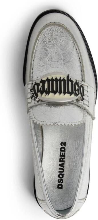 Dsquared2 Gothic metallic-finish leather loafers Silver