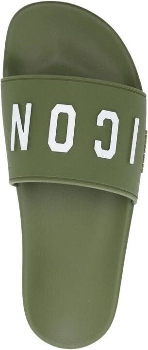 Dsquared2 Icon-embossed pool slides Green