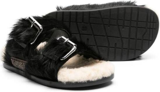 Dsquared2 Kids faux-fur buckled sandals Black
