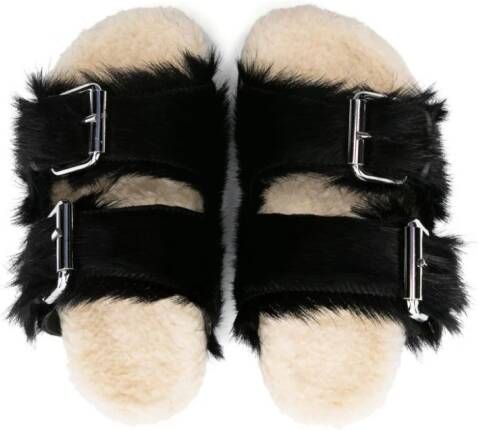 Dsquared2 Kids faux-fur buckled sandals Black