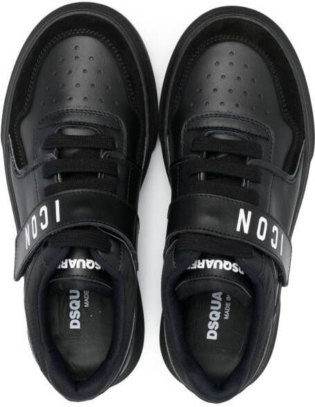 Dsquared2 Kids Icon print leather sneakers Black