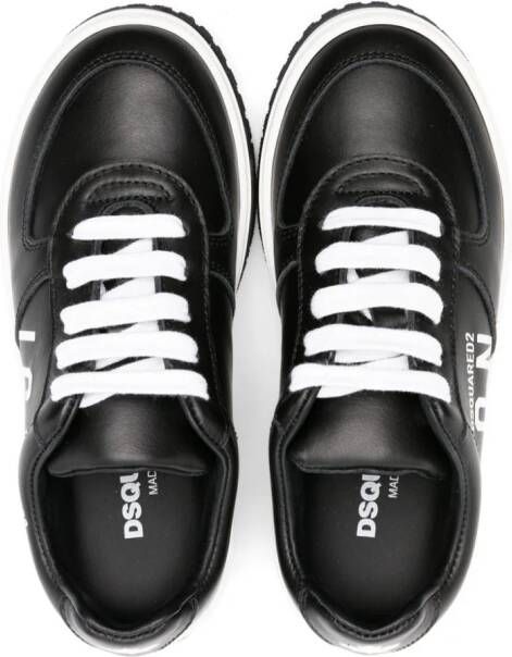 Dsquared2 Kids Icon-print leather sneakers Black