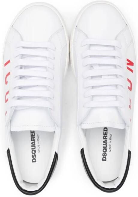 Dsquared2 Kids Icon-print leather sneakers White