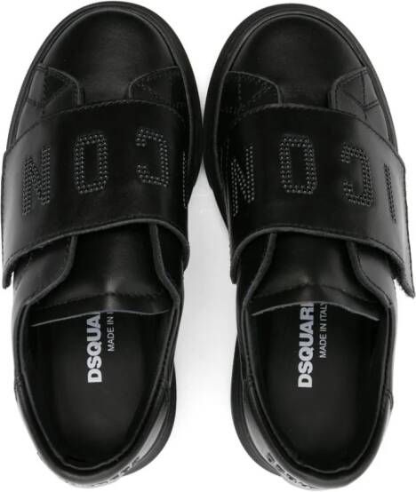 Dsquared2 Kids Icon touch-strap leather trainers Black