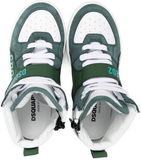 Dsquared2 Kids leather panelled high-top sneakers Green