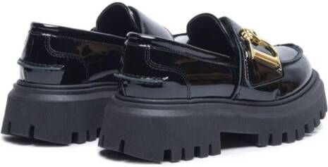 Dsquared2 Kids logo-plaque round-toe loafers Black