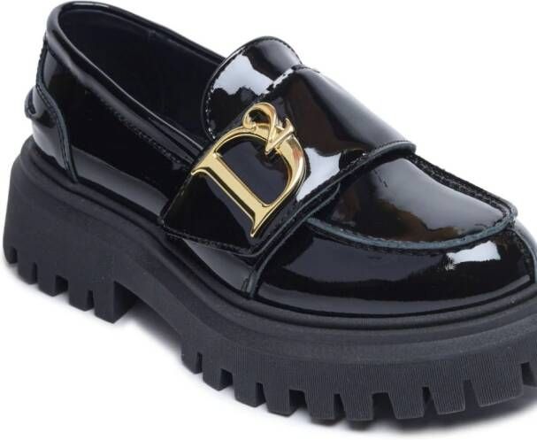 Dsquared2 Kids logo-plaque round-toe loafers Black