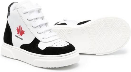 Dsquared2 Kids logo-print leather high-top sneakers White