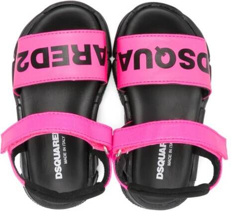 Dsquared2 Kids logo-print leather sandals Pink