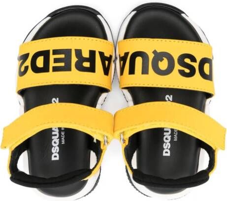 Dsquared2 Kids logo-print leather sandals Yellow