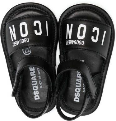 Dsquared2 Kids logo-print open-toe leather sandals Black
