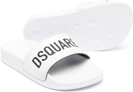 DSQUARED2 KIDS logo-print slip-on slides White