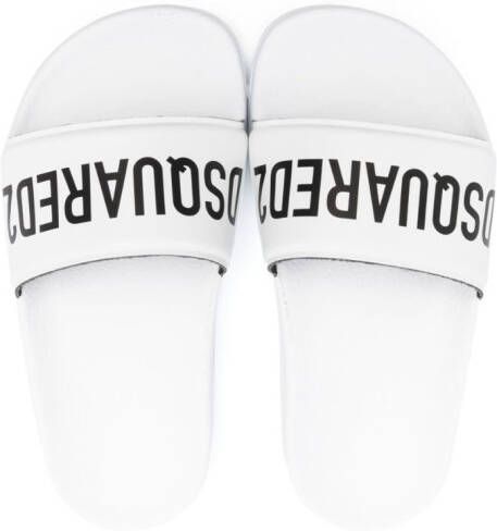 DSQUARED2 KIDS logo-print slip-on slides White