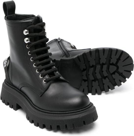 Dsquared2 Kids logo-print strap ankle boots Black