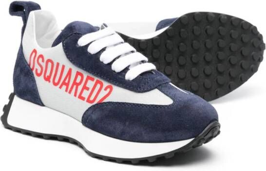 Dsquared2 Kids logo-print suede sneakers Blue