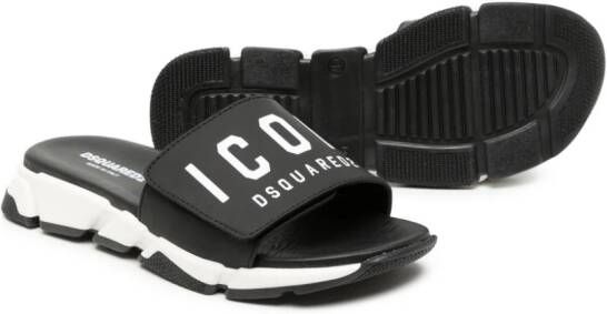 Dsquared2 Kids logo-print touch-strap sandals Black
