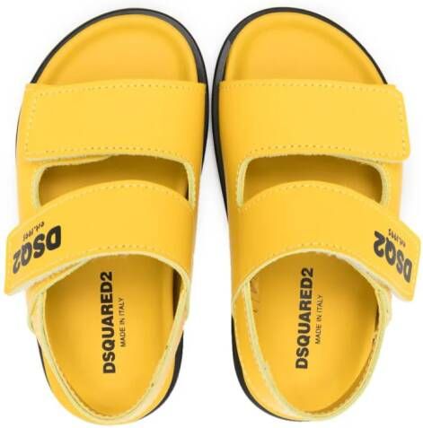 Dsquared2 Kids logo-print touch-strap sandals Yellow