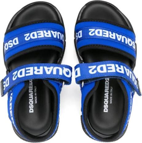 Dsquared2 Kids logo-tape touch-strap sandals Blue