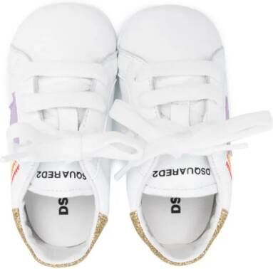 Dsquared2 Kids rainbow-stitching pre-walkers White