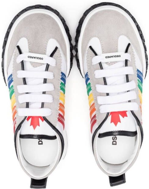 Dsquared2 Kids rainbow-stripe leather sneakers White