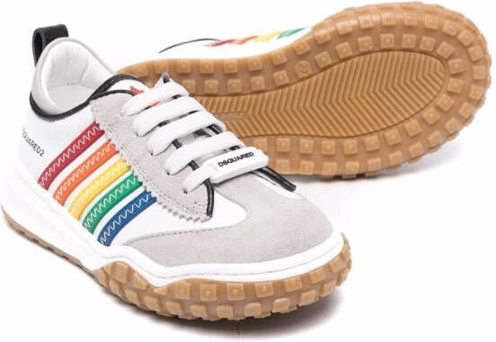 Dsquared2 Kids rainbow stripe-print lace-up trainers White