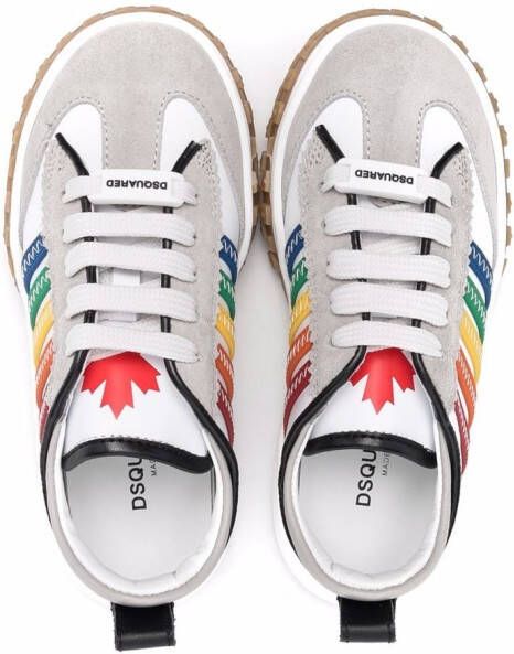 Dsquared2 Kids rainbow stripe-print lace-up trainers White