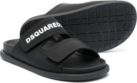 Dsquared2 Kids touch-strap leather slides Black
